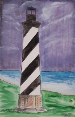 cape hatteras lighthouse original watercolor painting