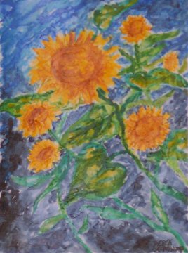 sunflowers modern art watercolor painting