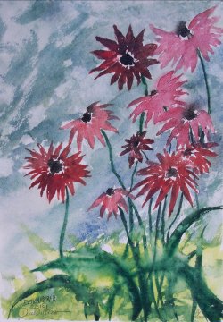 watercolor painting of flowers