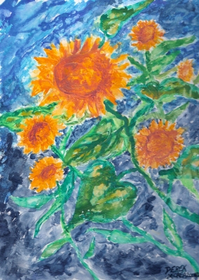 abstract sun flower painting