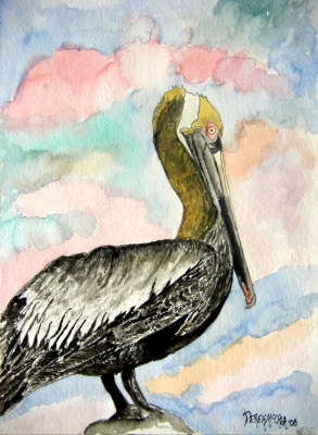 paintings of pelicans