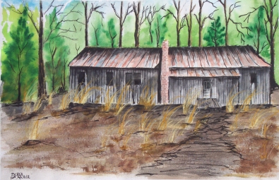 barn watercolor painting