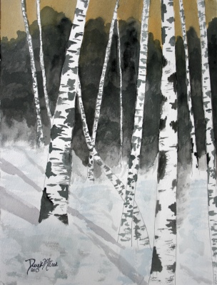 birch tree painting