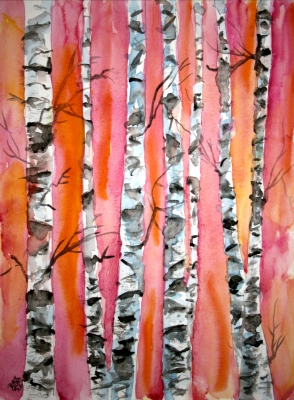 Birch Trees Watercolor