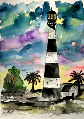 cape canaveral lighthouse painting