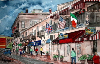 savannah river street ga cityscape painting