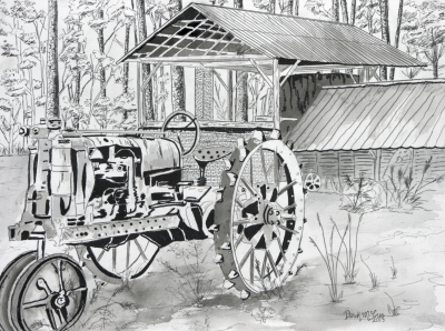 farm tractor drawing