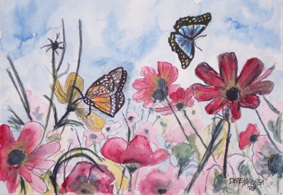 flowers and butterflies painting