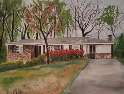 house watercolor painting