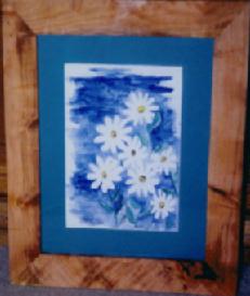 framed daisies flowers watercolor painting