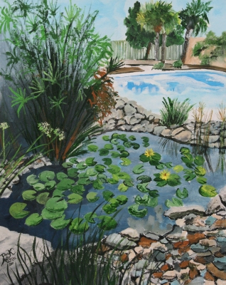 koi pond painting