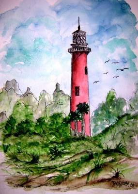 lighthouse watercolor painting