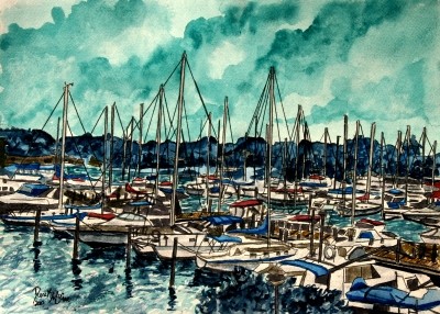 sailboats painting