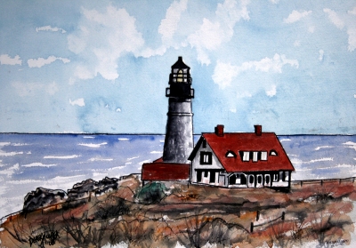 portland head lighthouse painting
