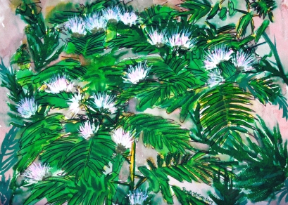 rain tree flower painting