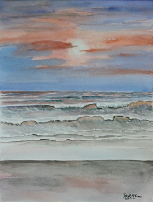 sunset beach painting