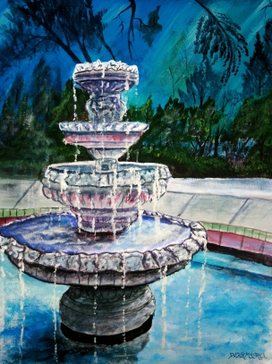 water fountain acrylic painting