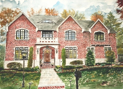 watercolor house portraits