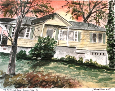 watercolor painting of a house