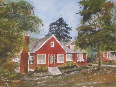 watercolor paintings of houses