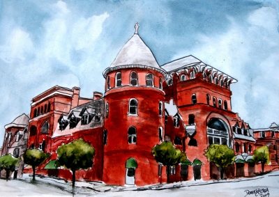 windsor hotel americus ga pen and ink drawing